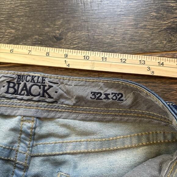 Buckle Black 11 Straight Jeans 32x32 Medium Wash Distressed Flap Pockets - Picture 5 of 13